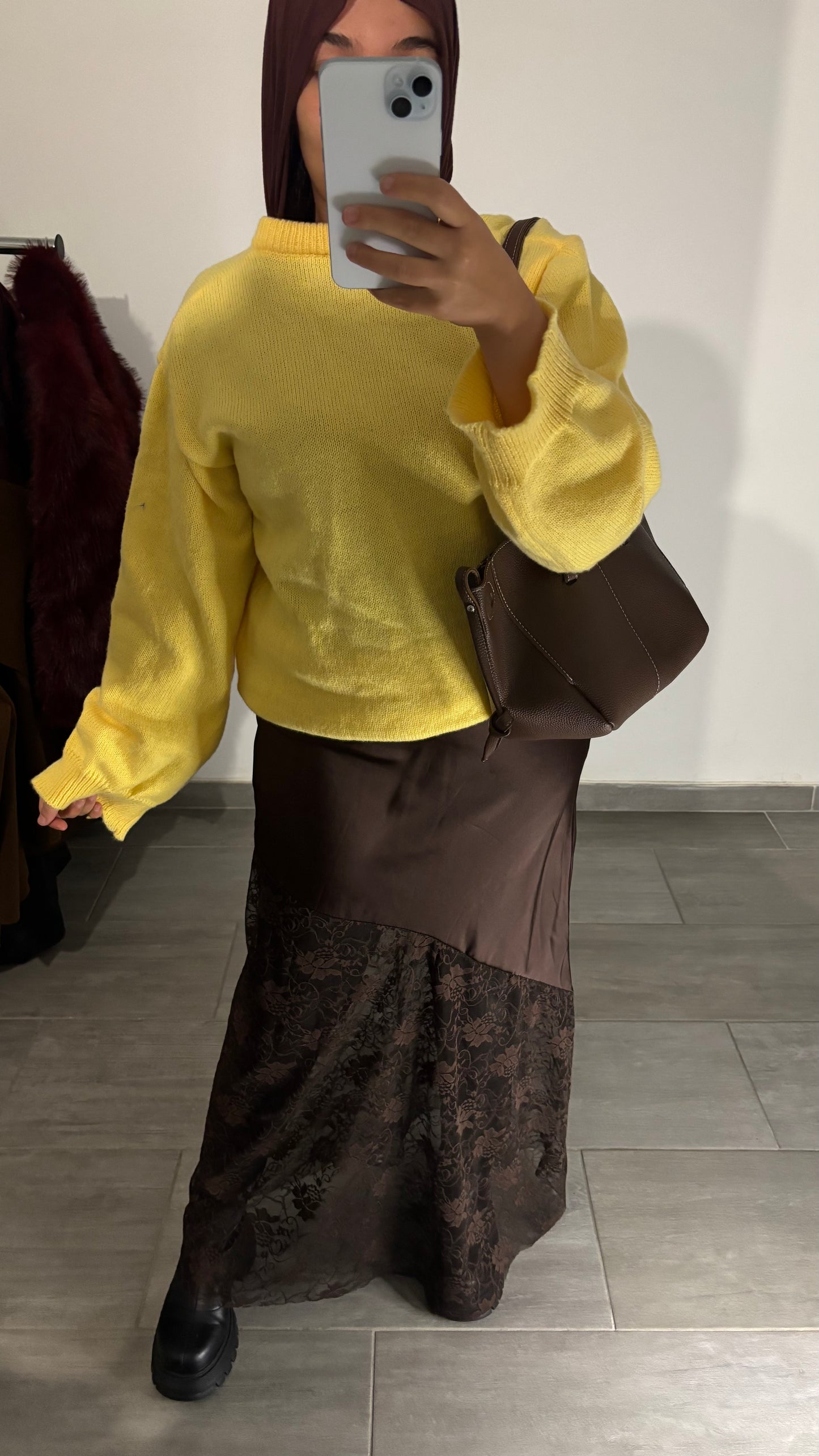 Jupe satinée chocolat