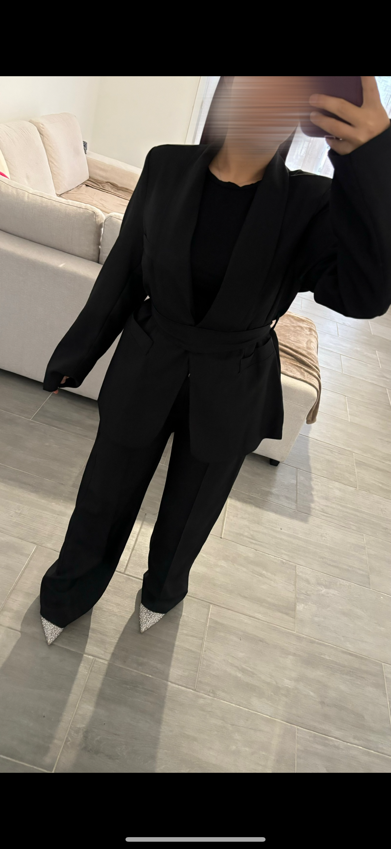 Tailleur a ceinture noir