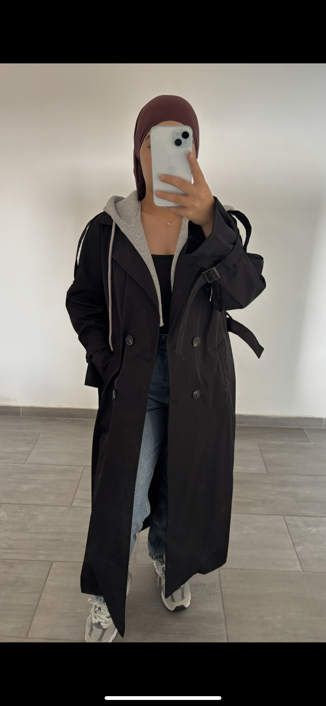 Trench avec capuche integré noir