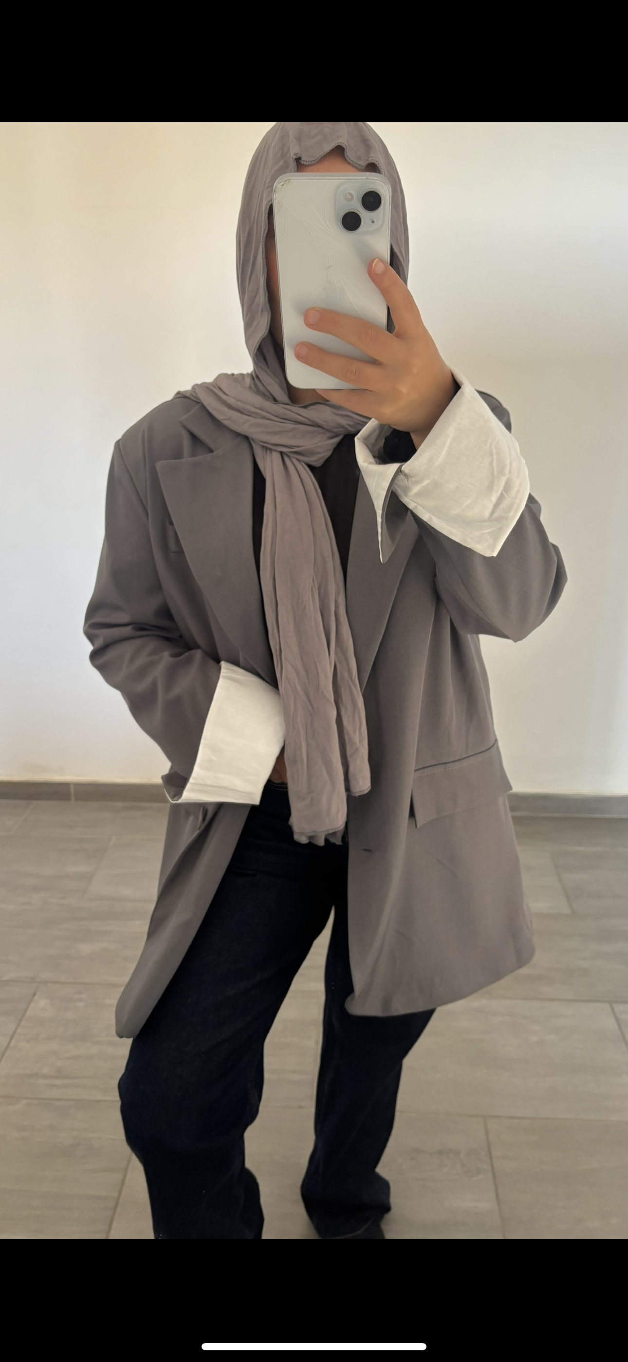 blazer oversize manche retroussé gris