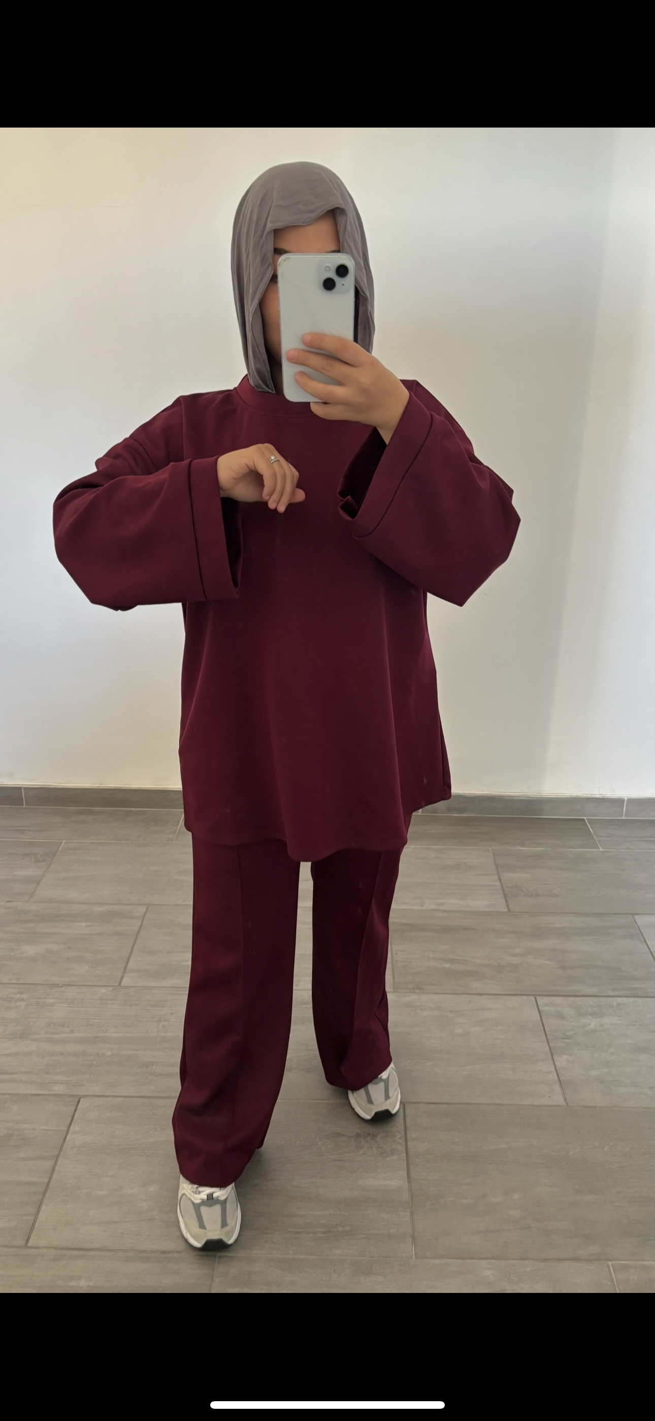 Ensemble survetement large brodeaux