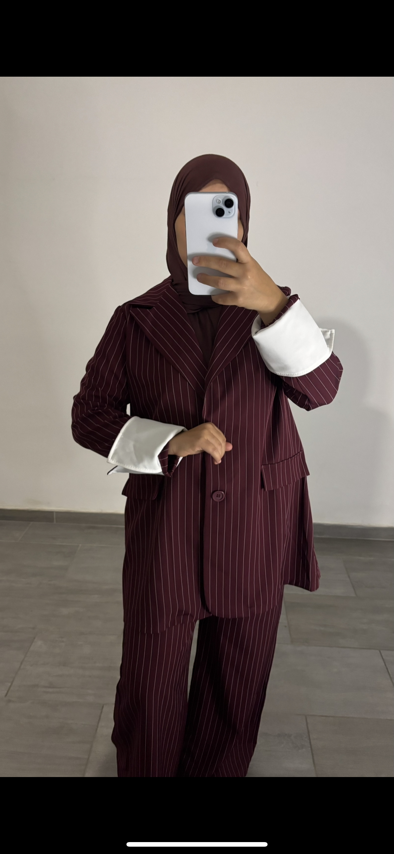 Ensemble à rayure bordeaux