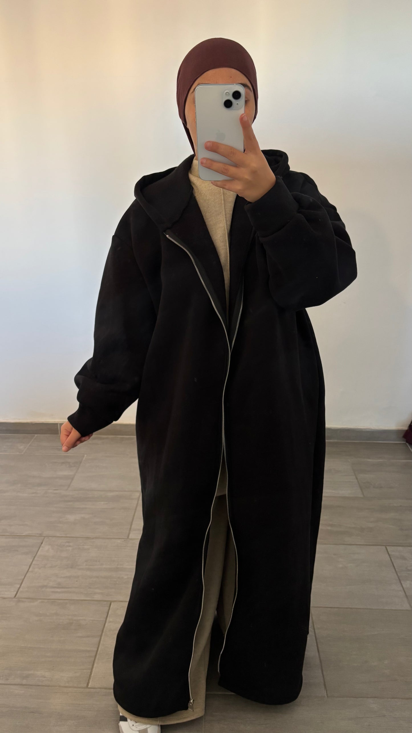 Veste longue matière épaisse