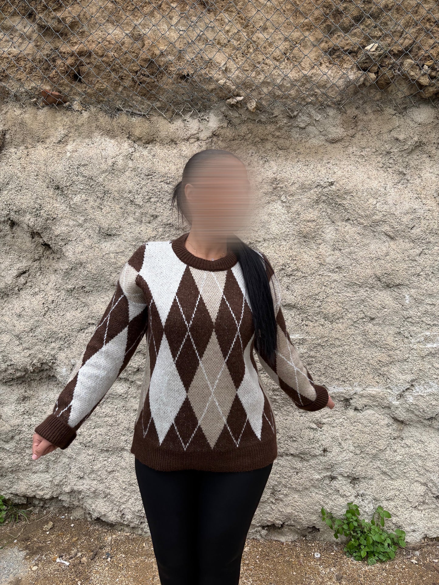 Gros pull style Vichy choco