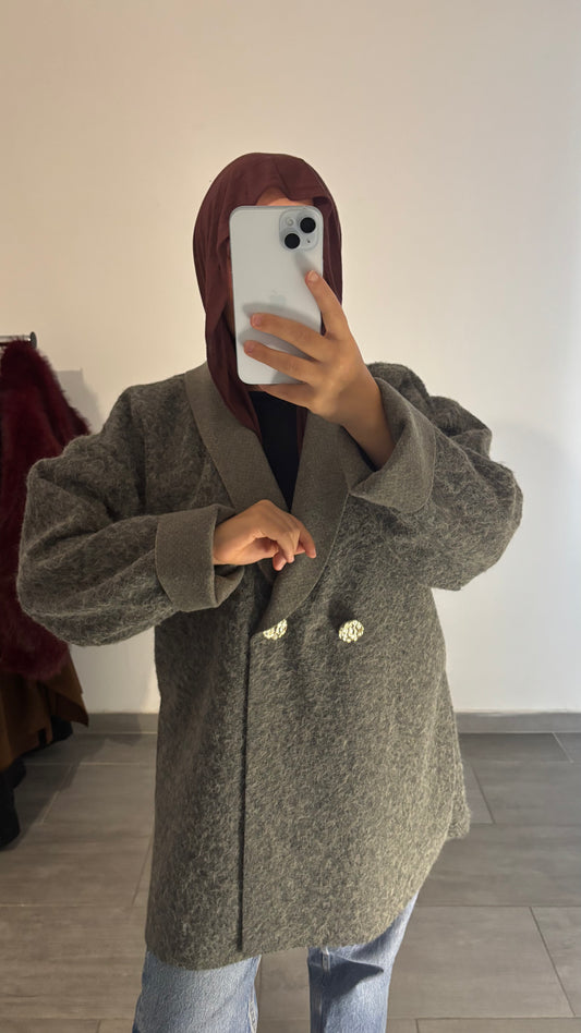 Veste courte moumoute gris