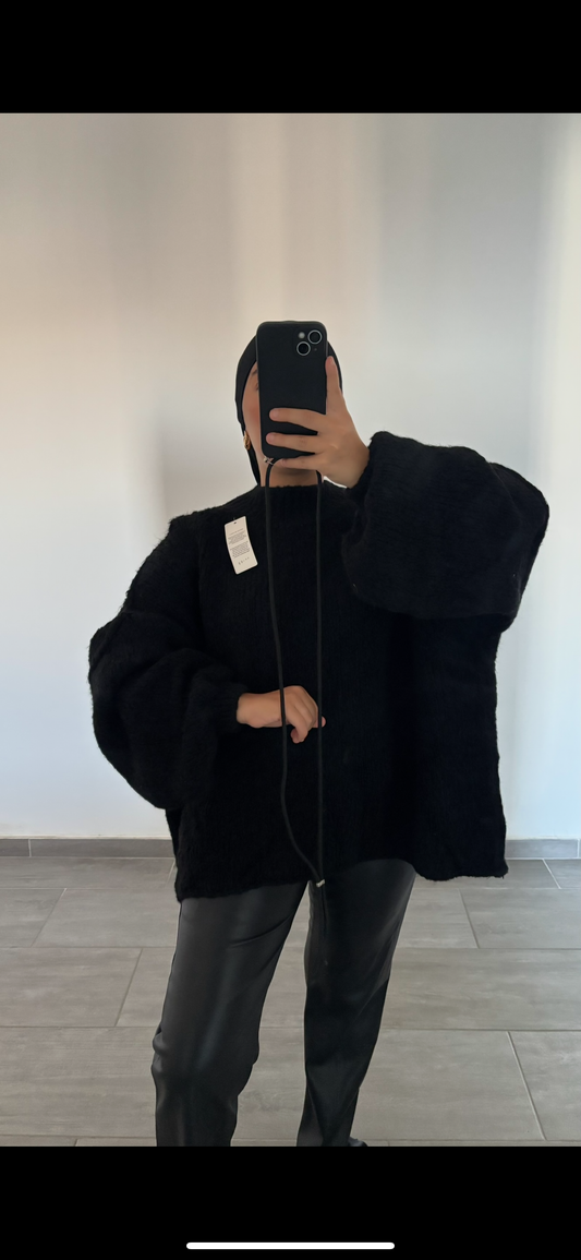 Gros pull en maille noir