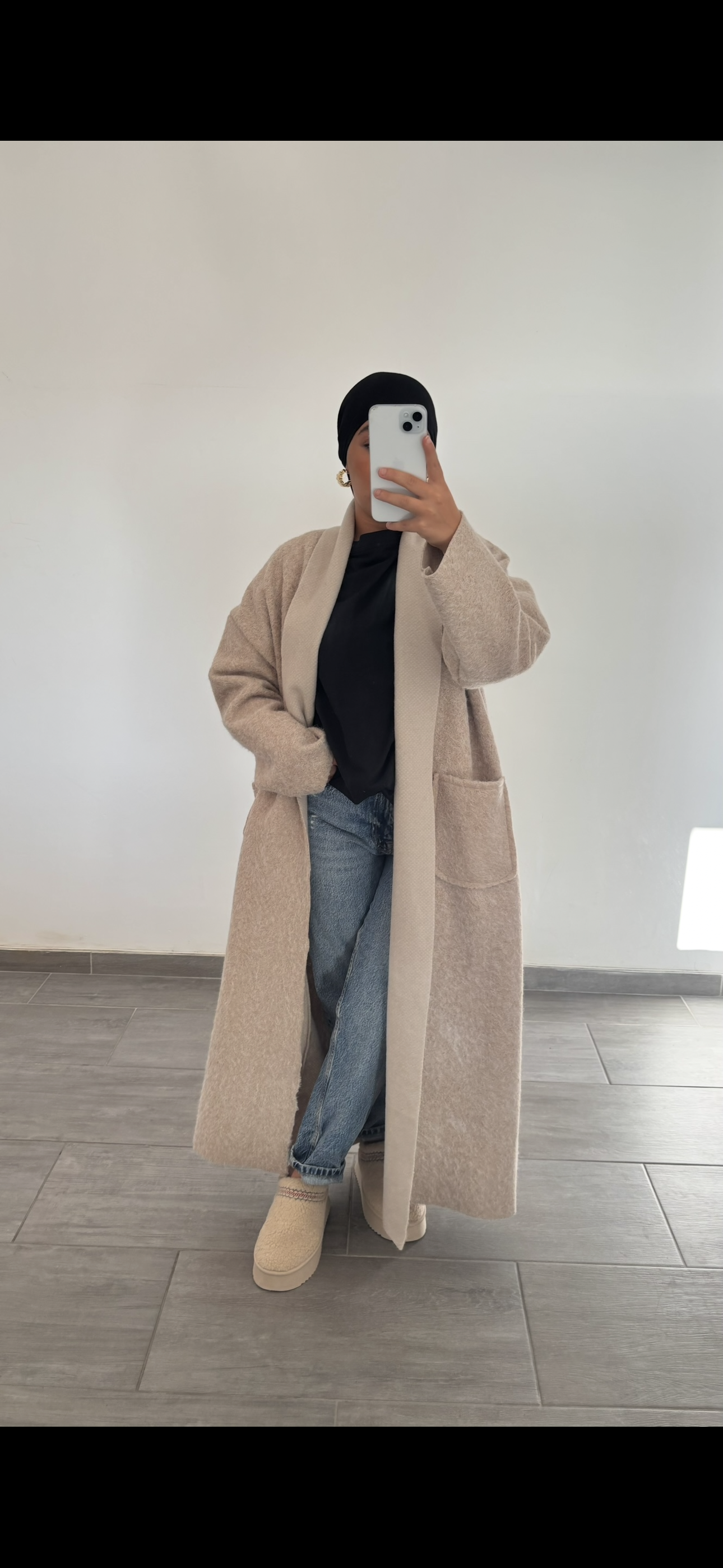 veste longue matière douce