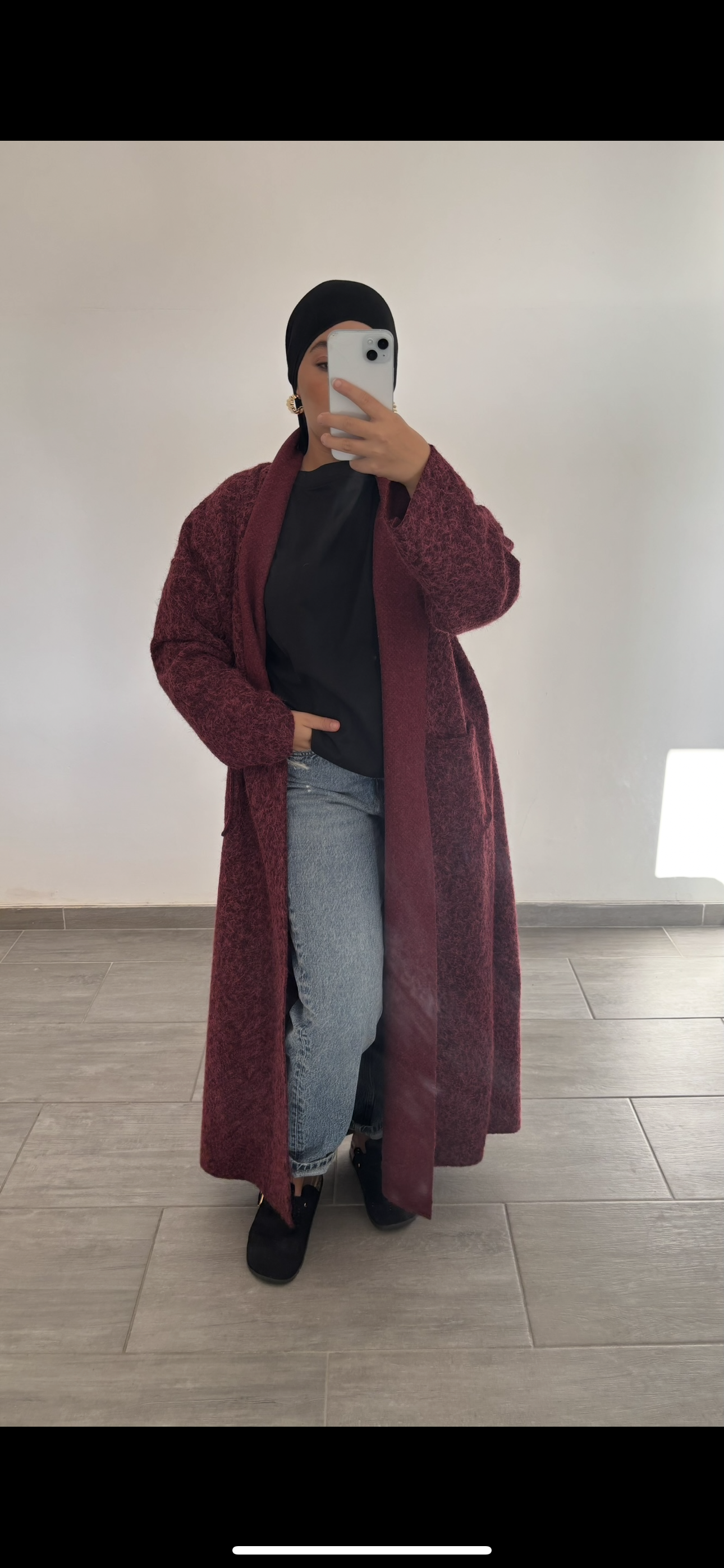 veste longue matière douce