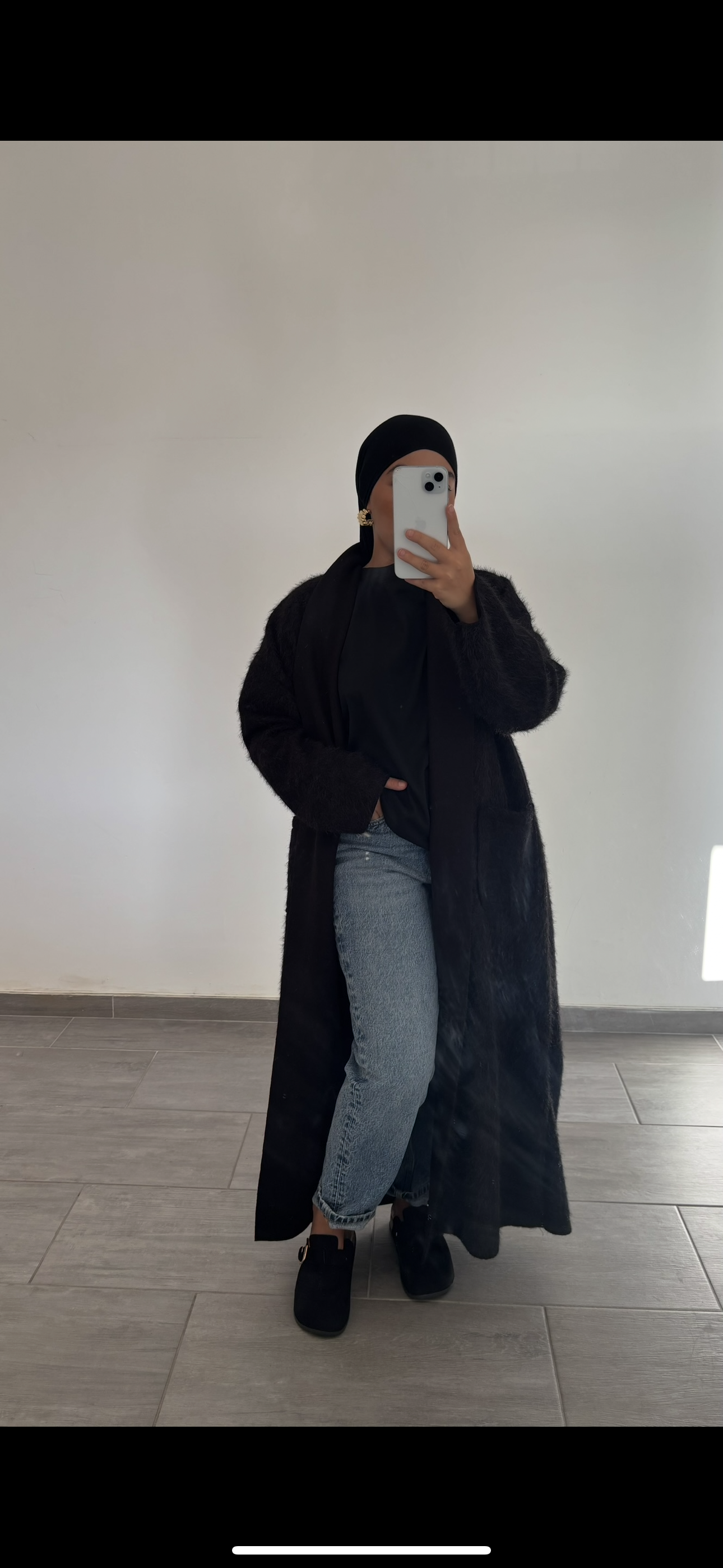 veste longue matière douce