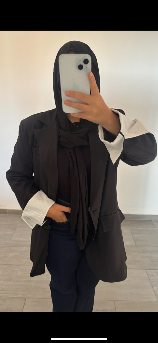 blazer oversize manche retroussé noir