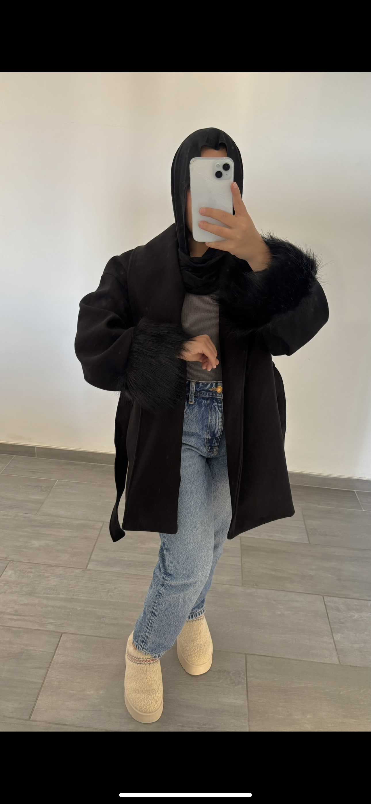 Veste courte fourrure  noir