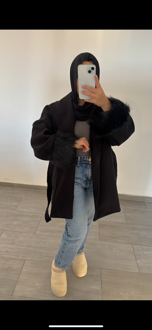 Veste courte fourrure  noir