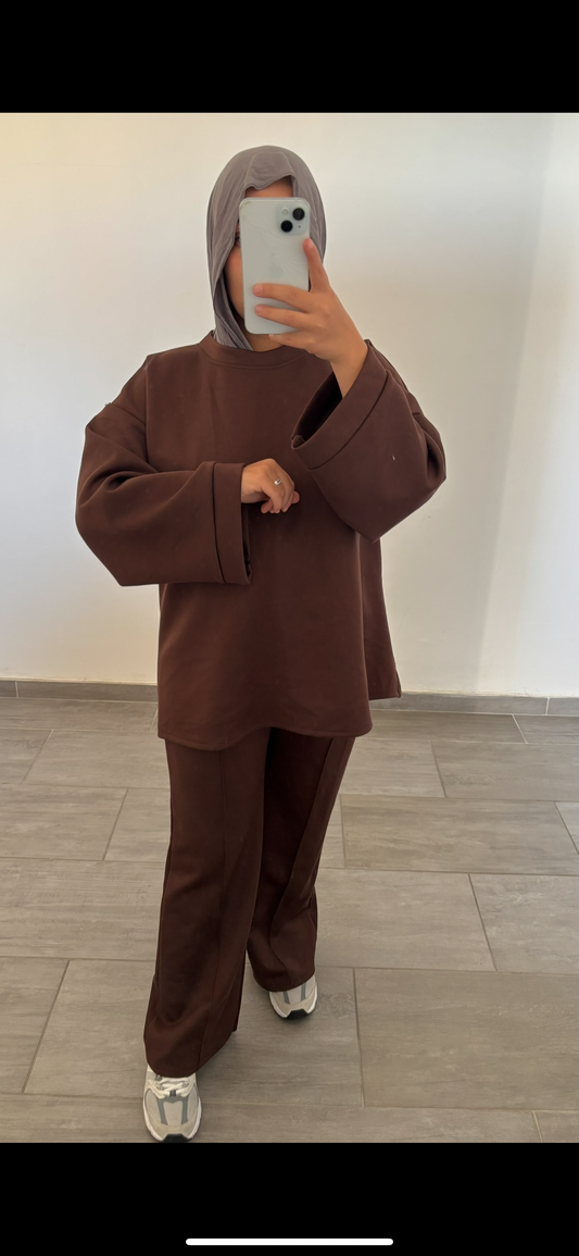 ensemble large survetement chocolat