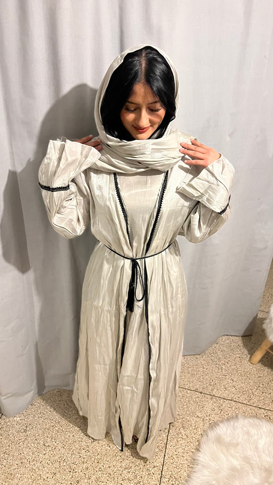 Abaya 3 pièces vert d'eau sintillant